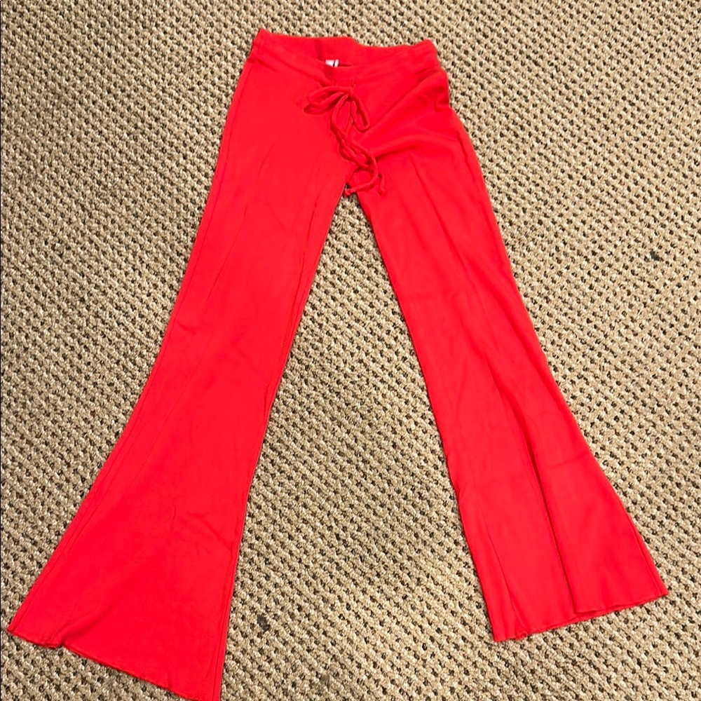 Vibrant Red Flared Pants